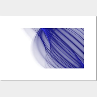 Abstract wave and curved lines illustration blue and white Posters and Art